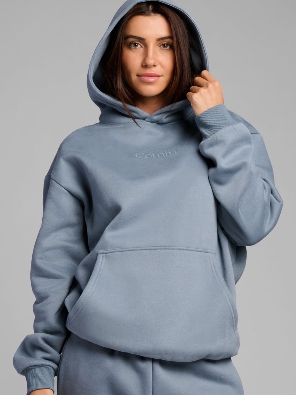 Comfrt classic hoodie, color is sky, size M, EUC